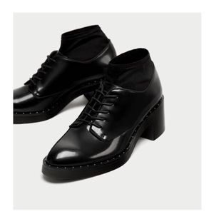 Zara Black Shining Shoe Lace With Heels Sh…